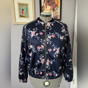 Floral Navy Bomber Jacket